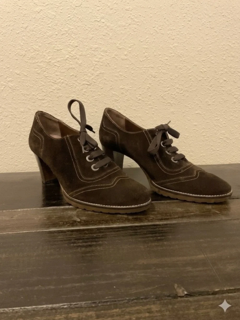 Melluso Booties, Walk Brown Suede Retro Oxford, Italian Made, Size 40 - Picture 1 of 12